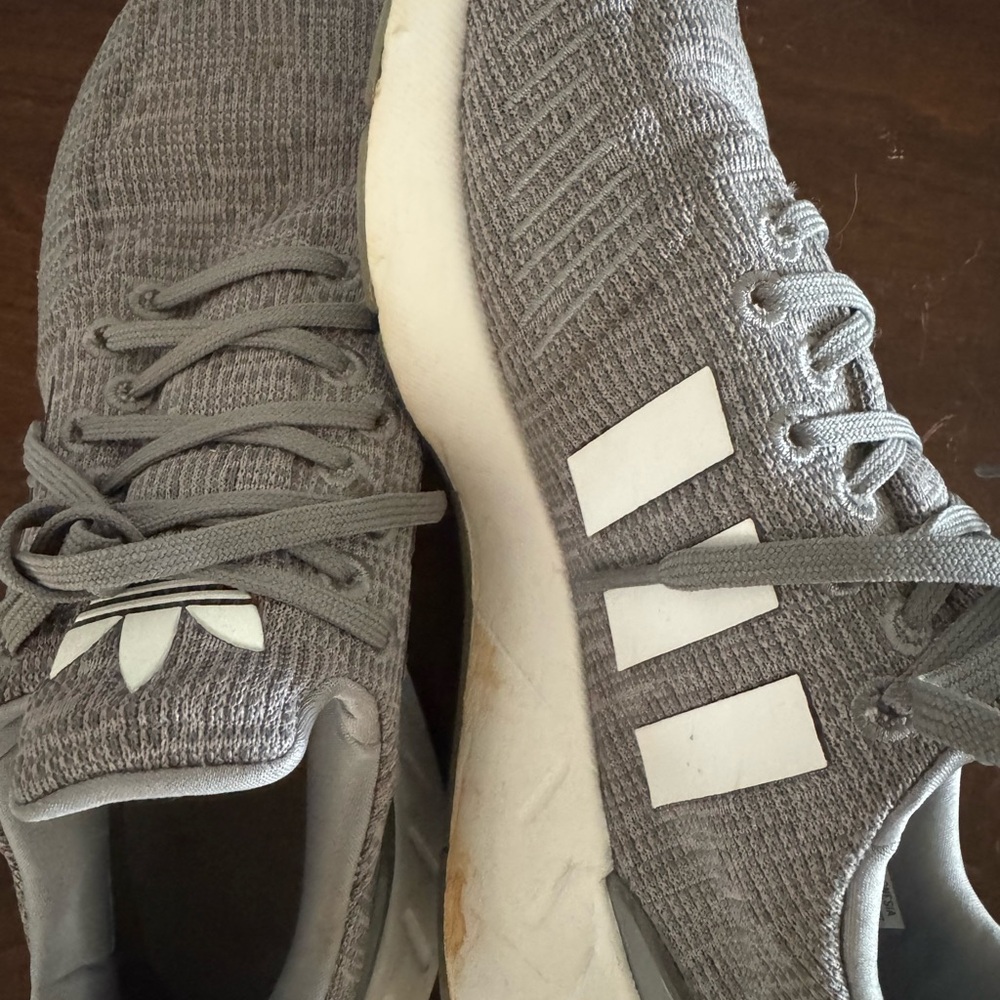 Adidas Gray Knit Sneakers with White Accents